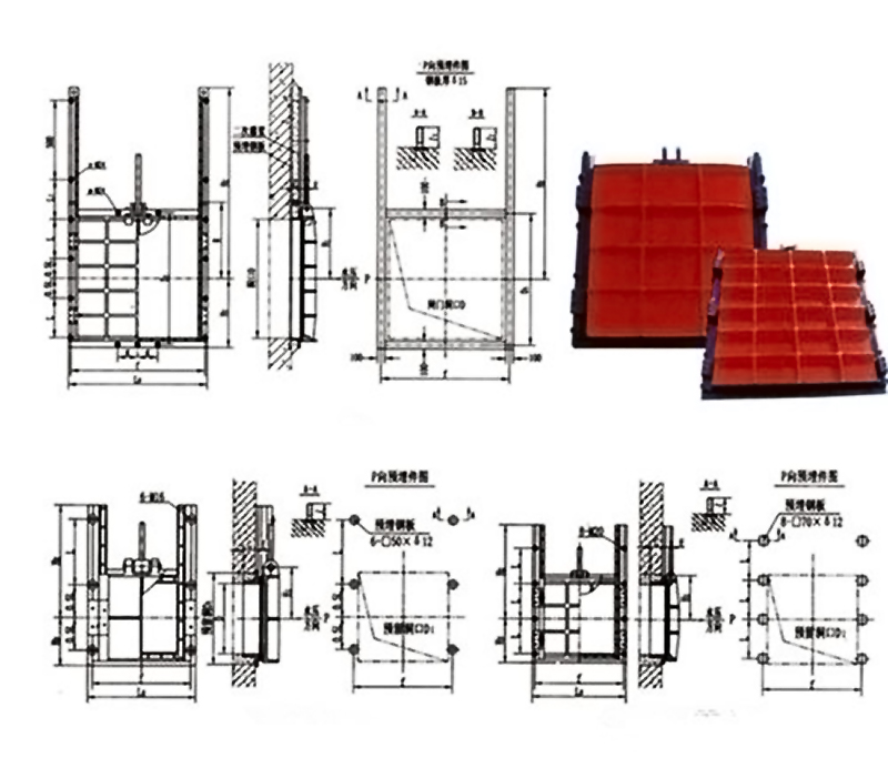 铸铁闸门平底式安装结构图